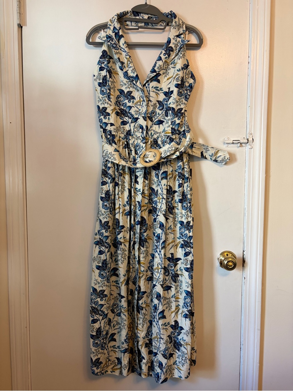 NWT Tuckernuck Blue and White Halter Floral- Lena Midi Dress - Picture 3 of 6
